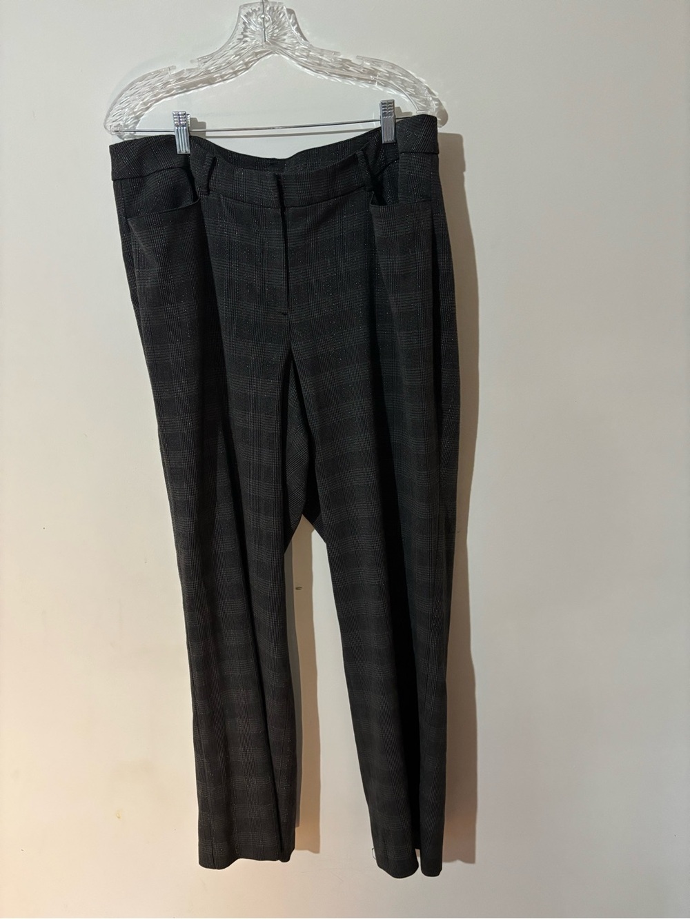 Lane Bryant Gray Plaid Shimmer Dress Pants Size 16